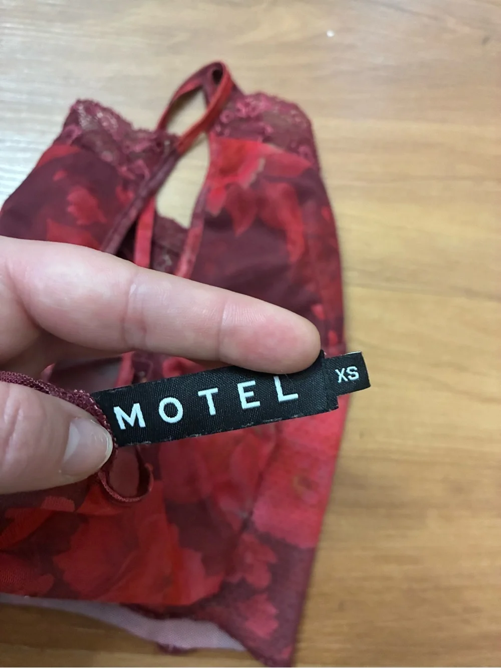 Motel Rocks Yenika cami crop top in a burgundy rough rose floral